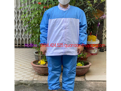 Quần Áo Thủy Sản Kaki Xanh Nhạt Phối Trắng