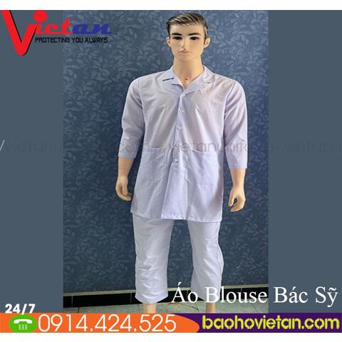 Quần Áo Y Tế Nam Vải Silk Dài Tới Mông Màu Trắng