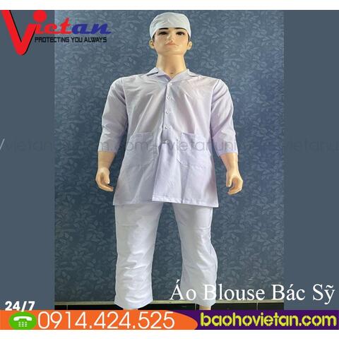 COMBO Quần Áo Nón Y Tế Nam Dài Tới Mông Màu Trắng