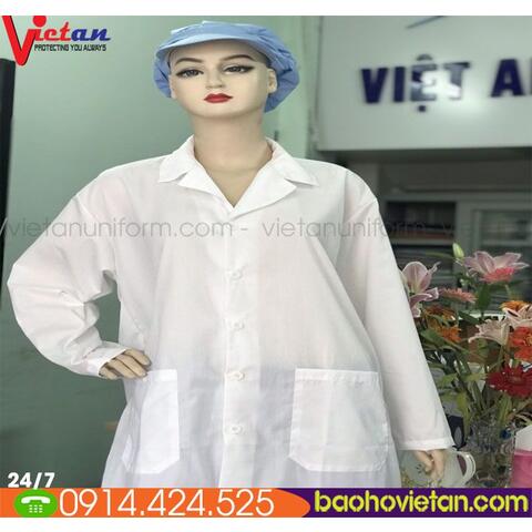 Áo Blouse Bác Sĩ Nam Nữ Vải Kate Ý Màu Trắng