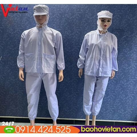 Quần Áo Y Tế Nam Nữ Dài Tới Mông + Nón Cột Dây Màu Trắng