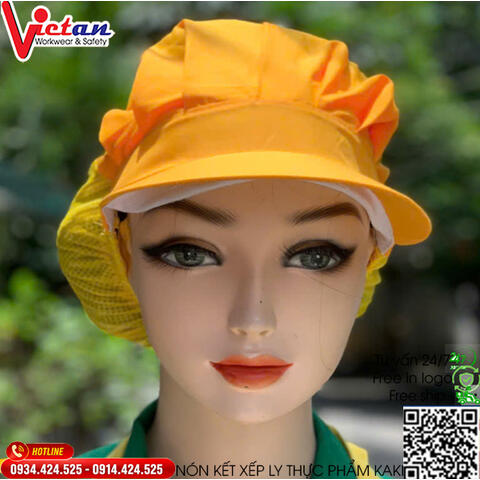 Nón Thực Phẩm Xếp Ly Kaki Màu Vàng Nghệ VAXL-09