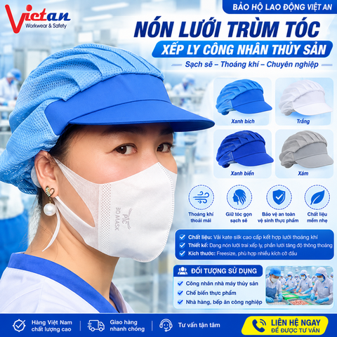Nón Lưỡi Trai Xếp Ly Lưới Trùm Tóc NLXL-03