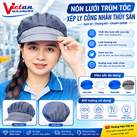 Nón Lưỡi Trai Xếp Ly Lưới Trùm Tóc NLXL-02