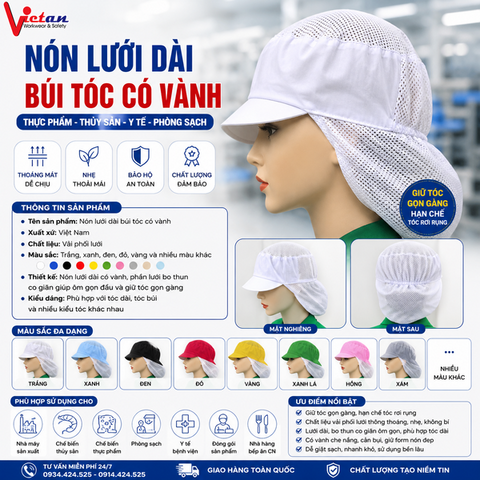 Nón Búi Tóc Silk  Phối Lưới Màu Trắng VANBT-10