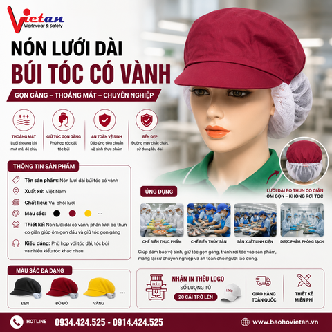 Nón Búi Tóc Kaki Phối Lưới Màu Đỏ VANBT-11