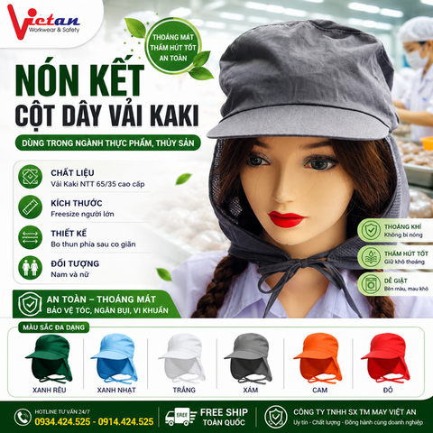 Nón Cột Dây Màu Xám VACD-06